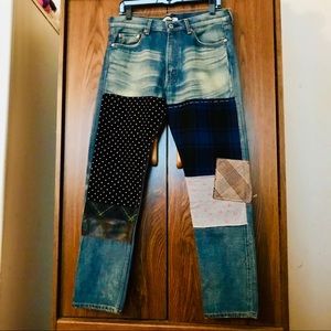 COMME des GARCONS NWT PATCHWORK W/ LEATHER JEANS M